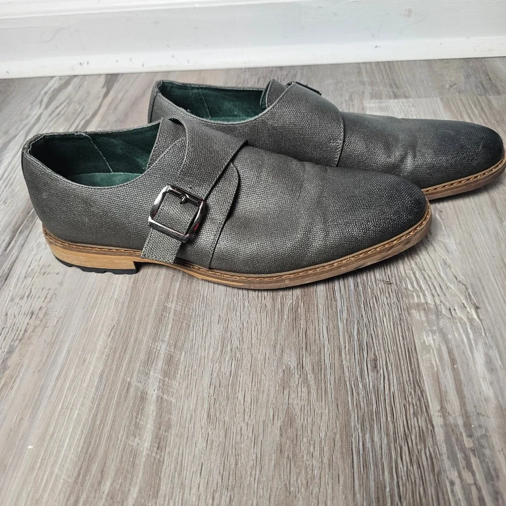 Todd Welsh Gray‎ Monk Strap Dress Shoes Mens 9.5 D Textured Lug Sole Academia